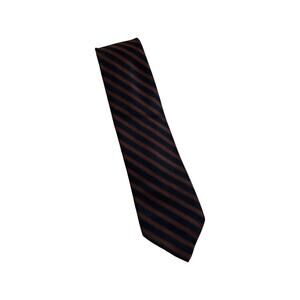 Vintage Hudson 1960s Skinny Brown Black Striped Silk Necktie